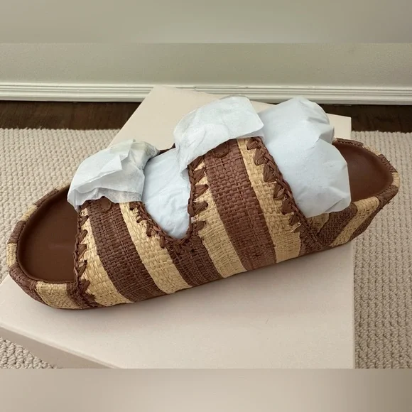 NEW Loeffler Randall Theo Sandals. Brown & Tan Stripe. 7.5. New in box - Picture 4 of 8